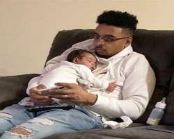 The YouTube star is also a loving father and his son also enjoys a nap on his chest.